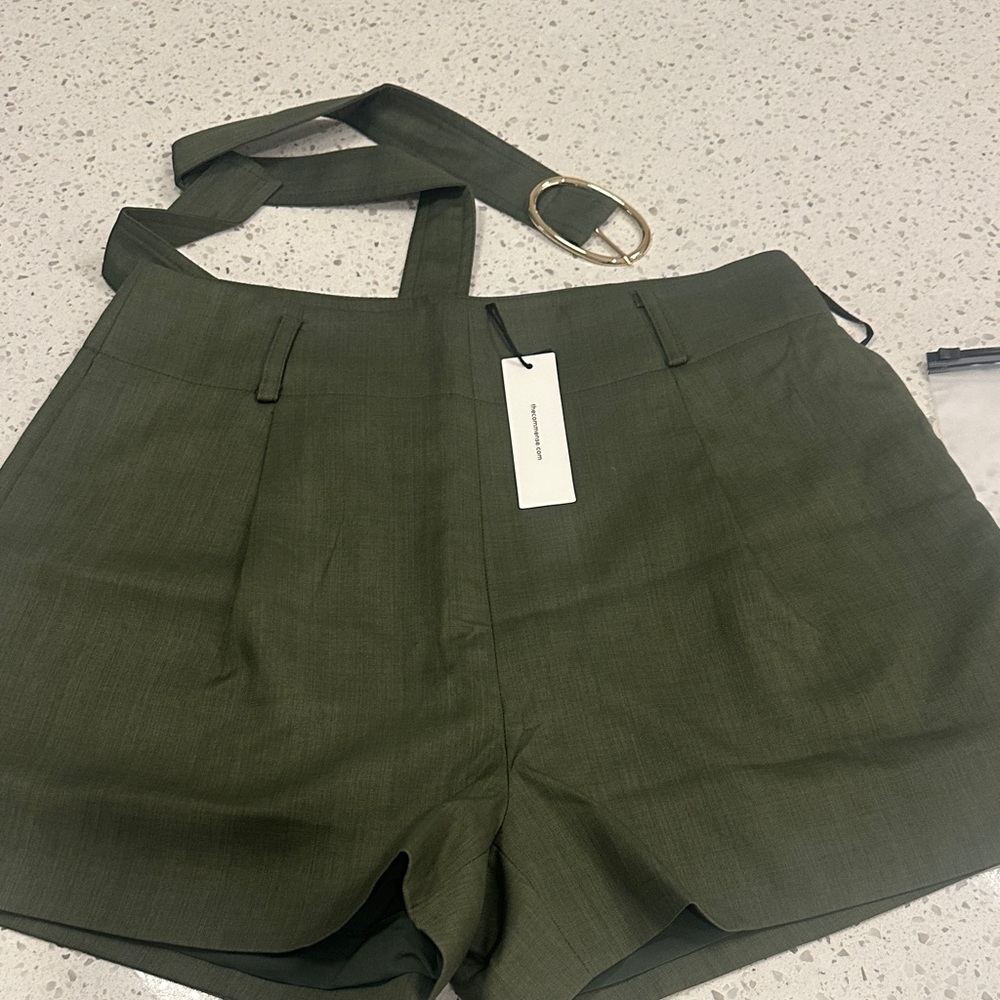 Commense High Waist Green Shorts with Belt - Picture 4 of 8